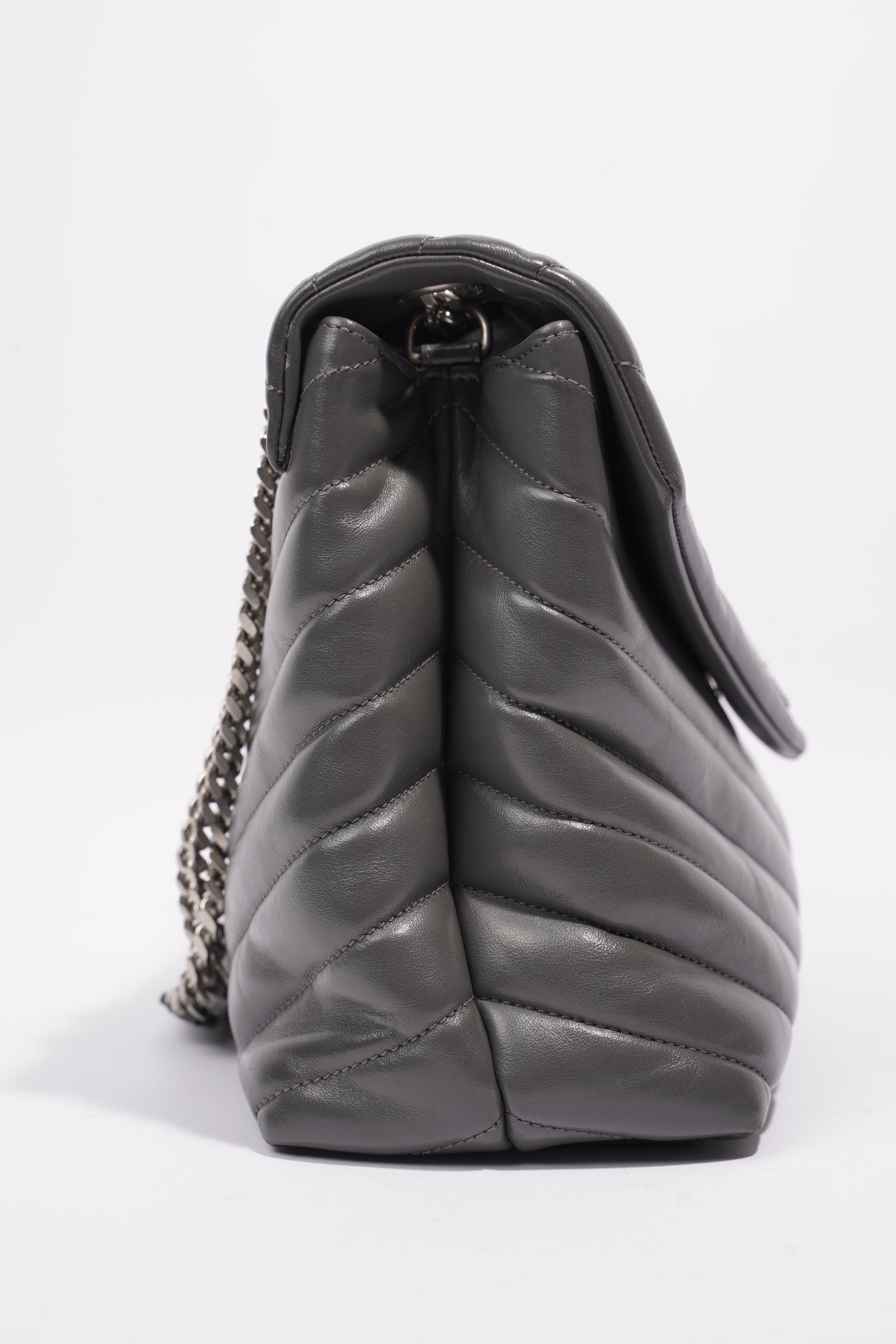 Saint Laurent Lou Lou Grey Leather Medium