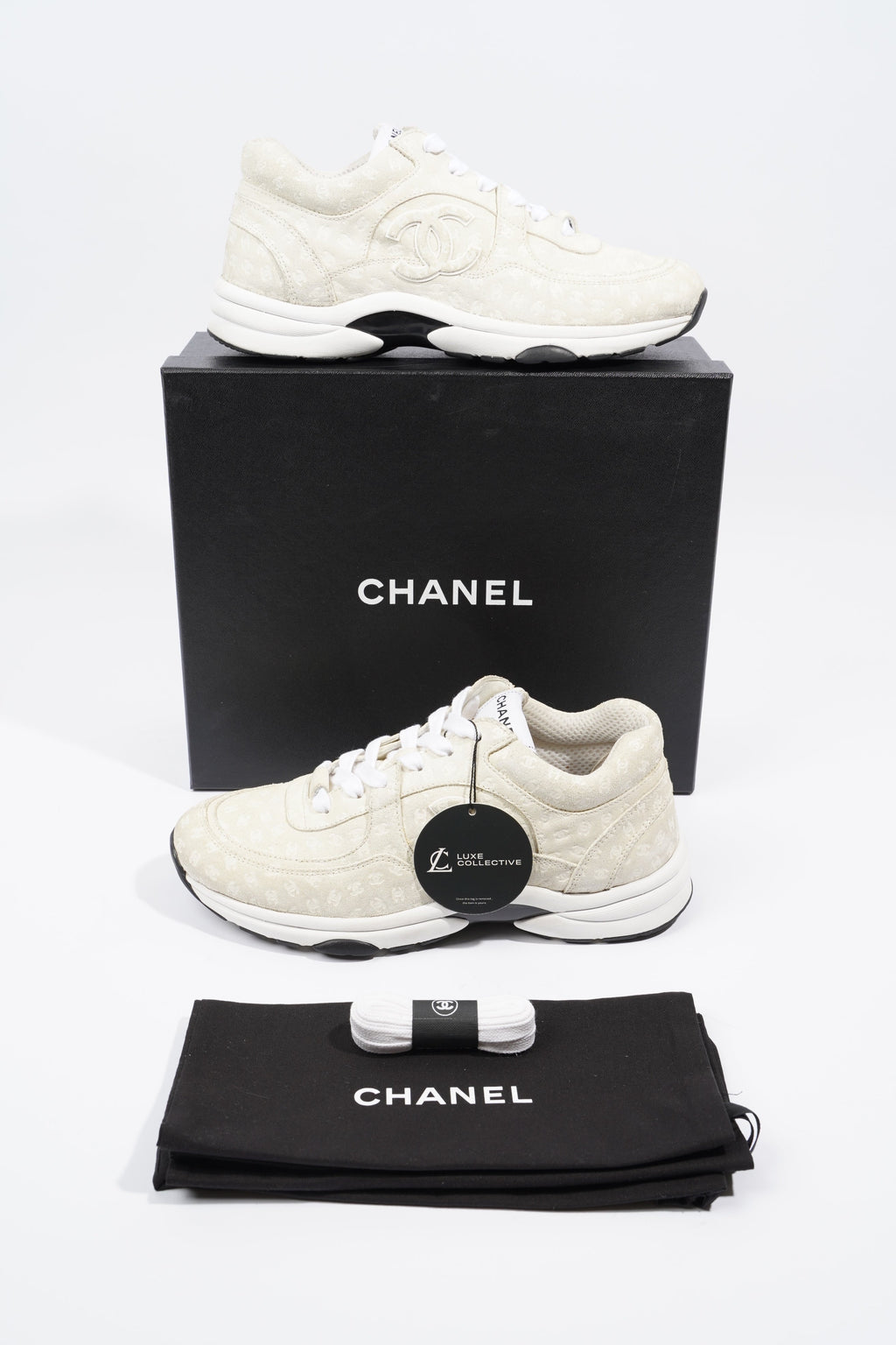 Chanel CC Logo Cream / White Suede EU 39.5 UK 6.5