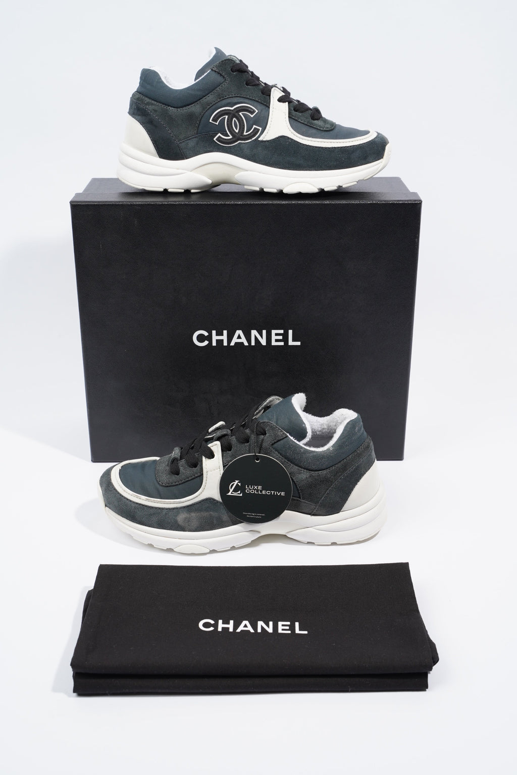Chanel CC Logo Sneaker Navy / White Suede EU 36 UK 3