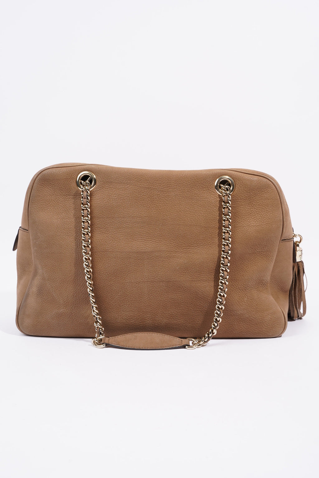 Gucci Soho Nubuck Chain Shoulder Bag Brown Suede