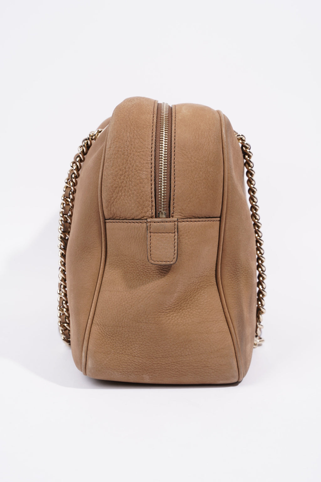 Gucci Soho Nubuck Chain Shoulder Bag Brown Suede