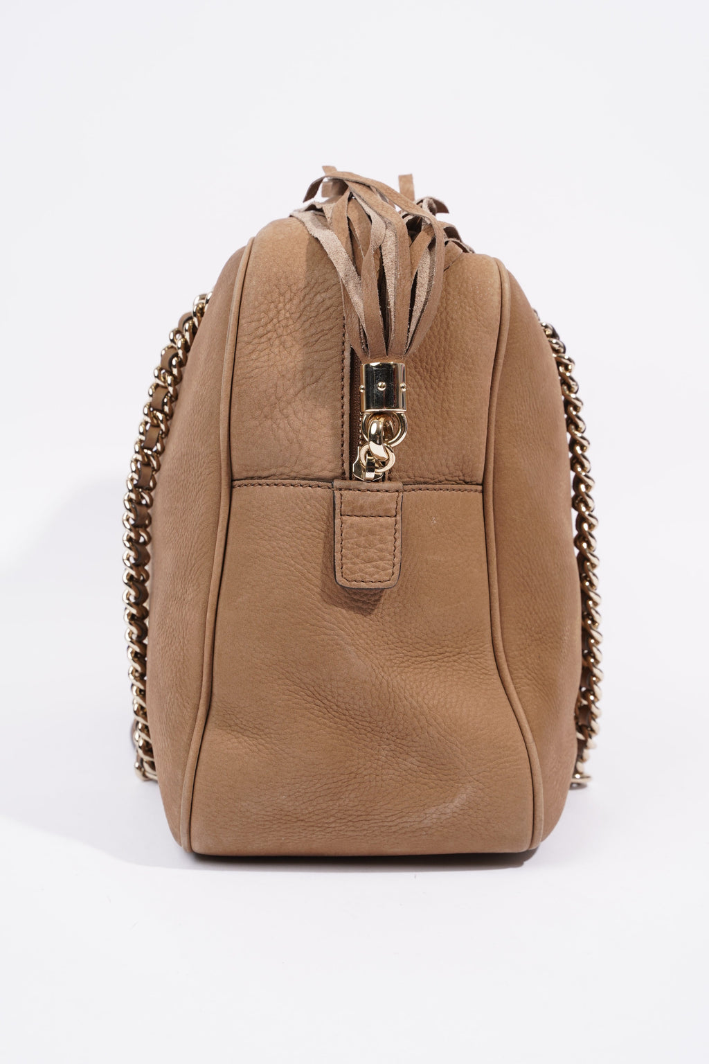 Gucci Soho Nubuck Chain Shoulder Bag Brown Suede