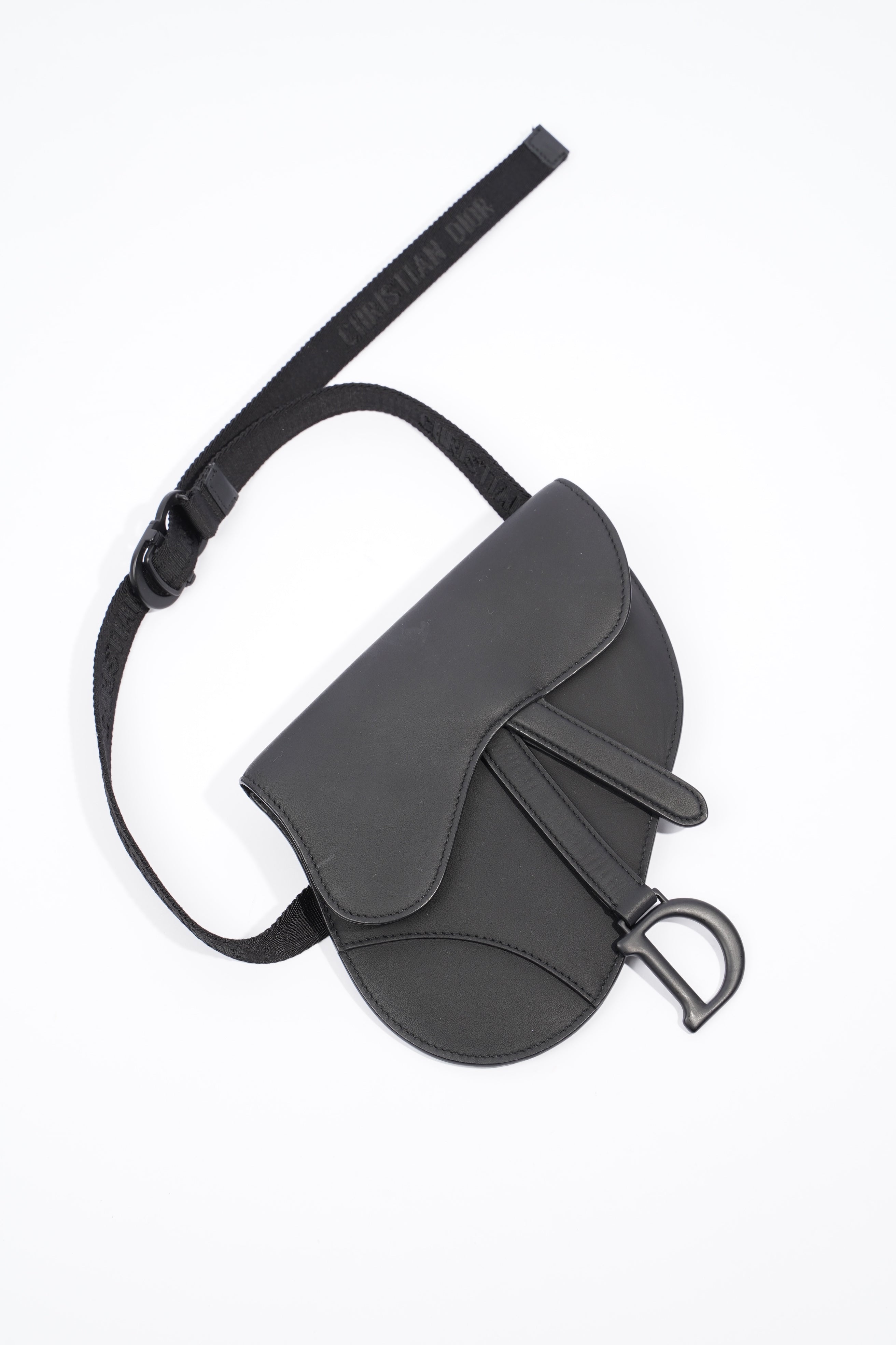Christian Dior Ultra Matte Saddle Belt Bag Black Calfskin Leather