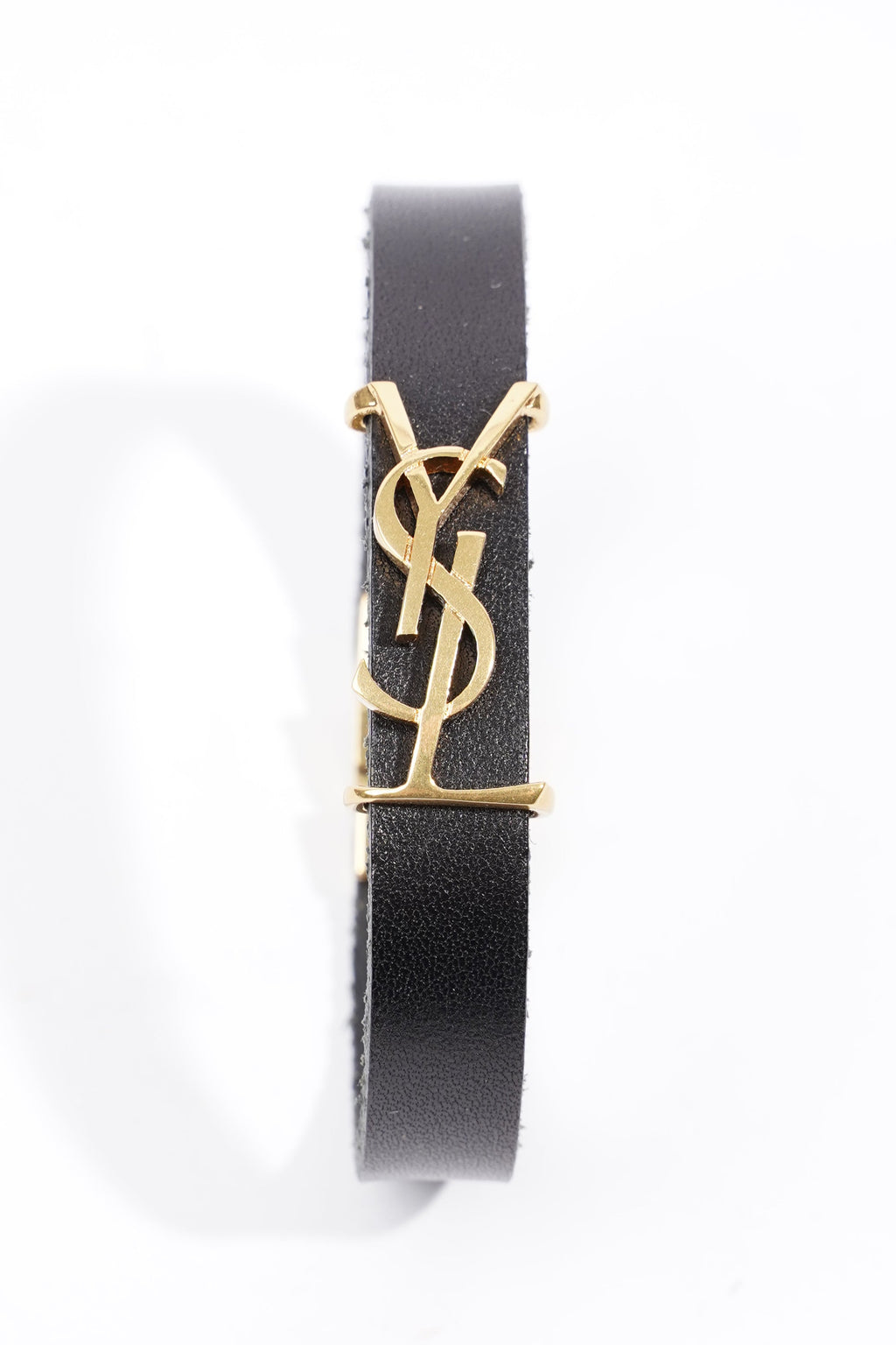 Saint Laurent Opyum Single Wrap Bracelet Black Leather Medium