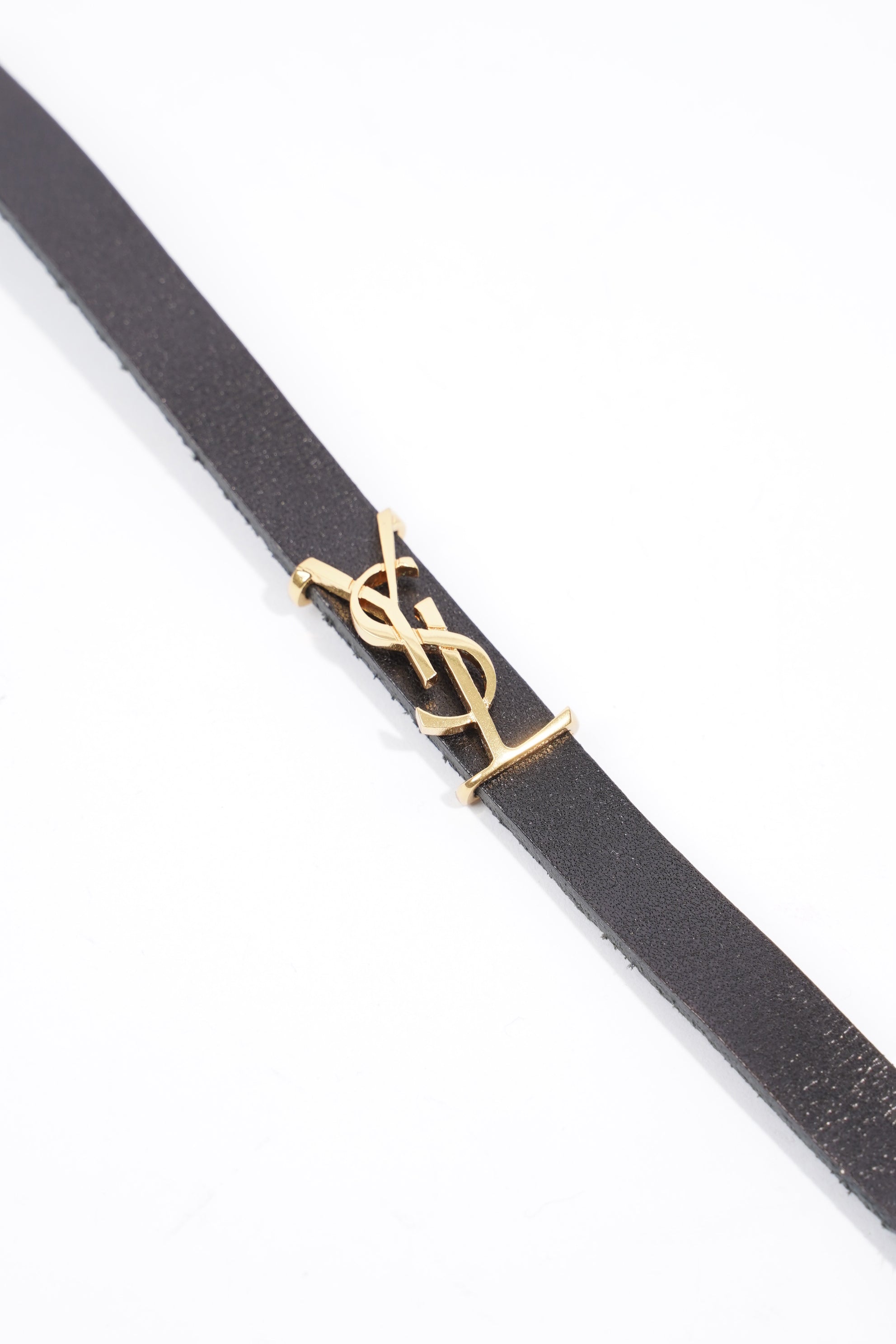 Saint Laurent Opyum Single Wrap Bracelet Black Leather Medium