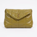 Saint Laurent Small Puffer Pouch Green Lambskin Leather