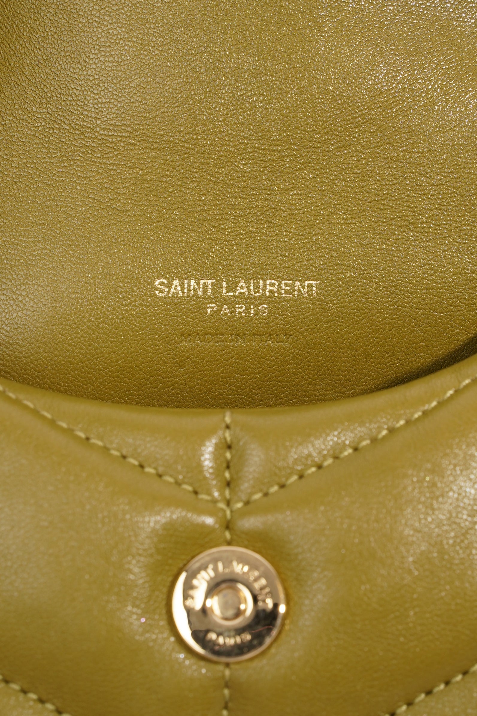 Saint Laurent Small Puffer Pouch Green Lambskin Leather
