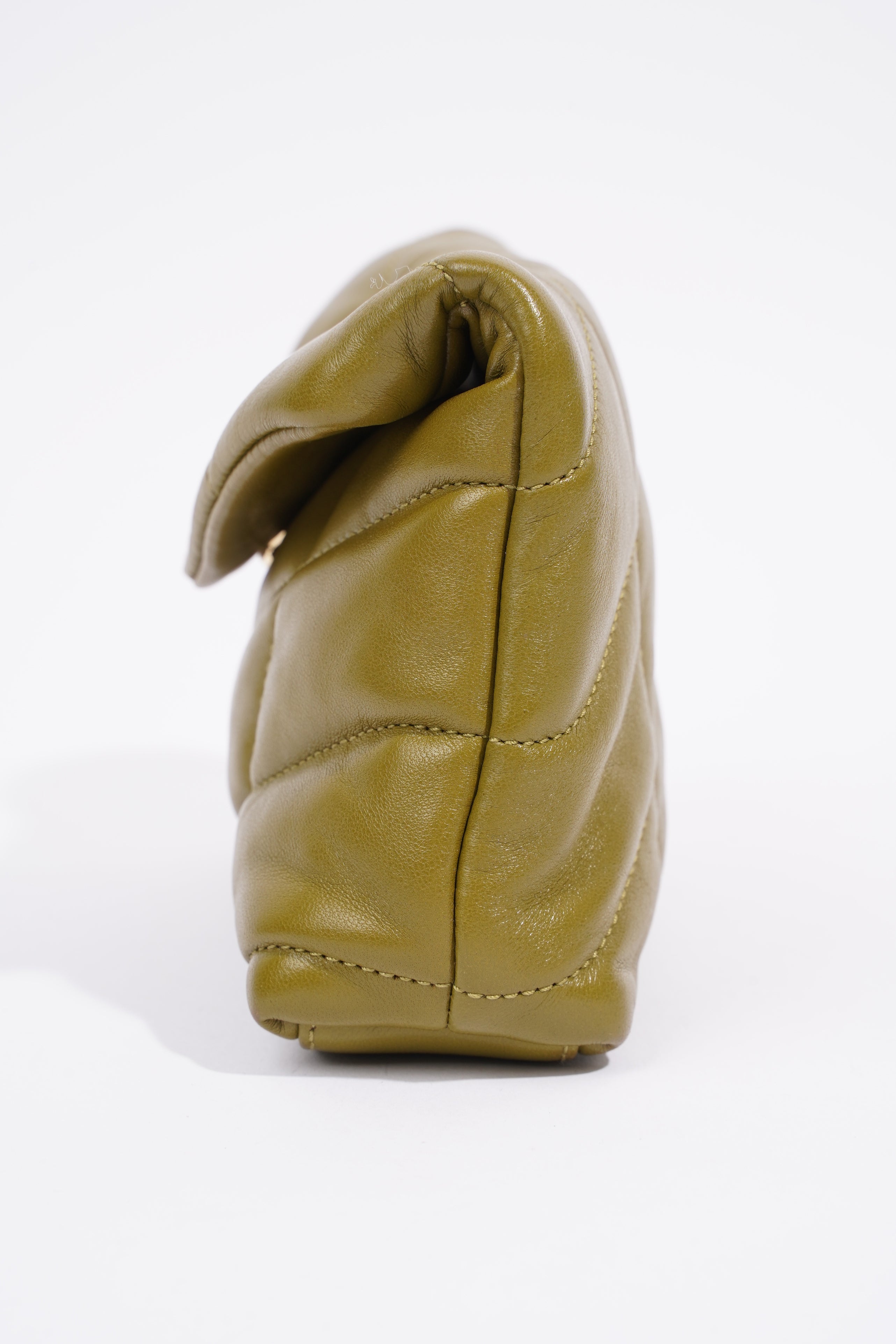 Saint Laurent Small Puffer Pouch Green Lambskin Leather