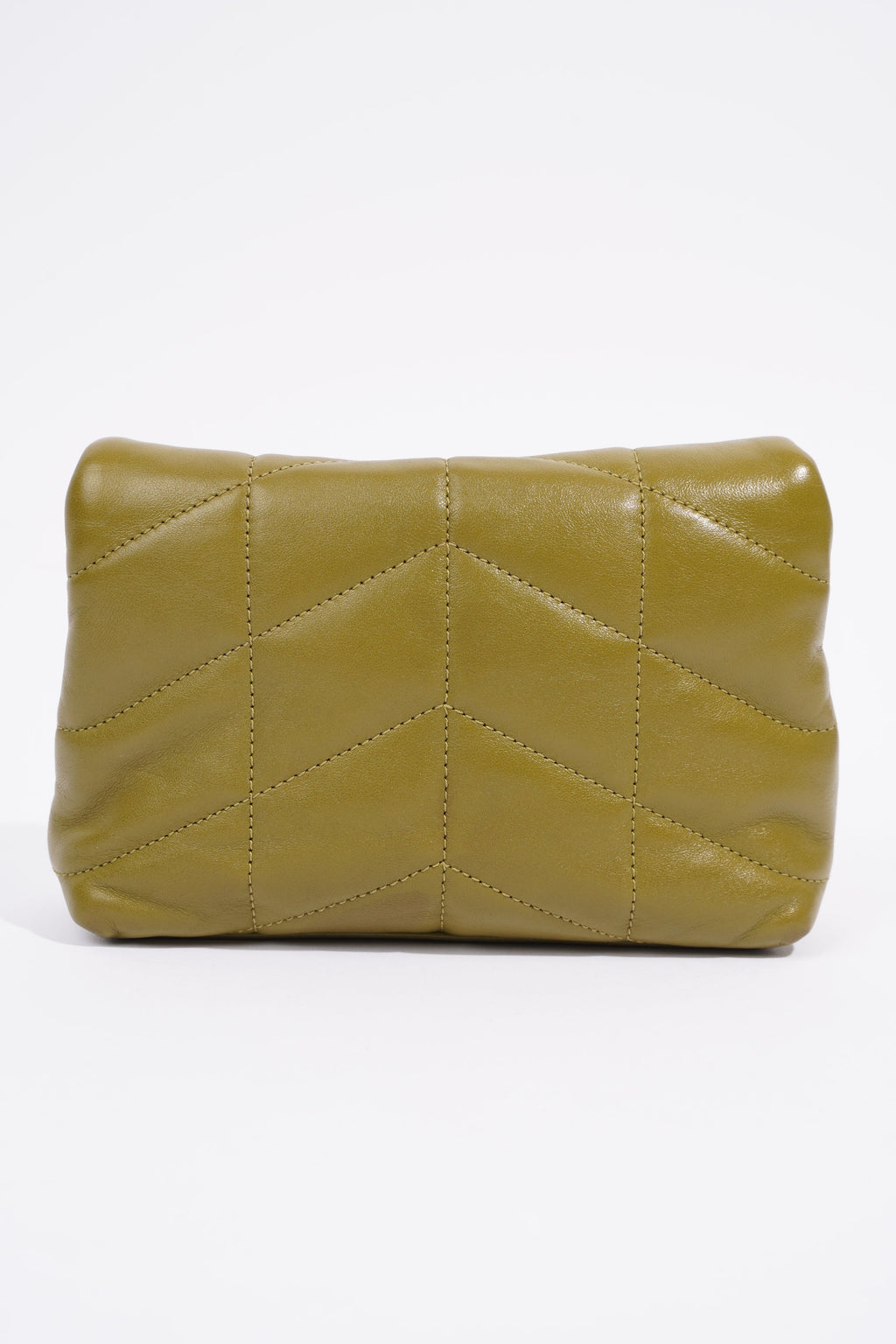 Saint Laurent Small Puffer Pouch Green Lambskin Leather