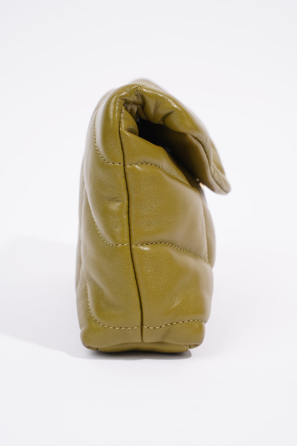 Saint Laurent Small Puffer Pouch Green Lambskin Leather
