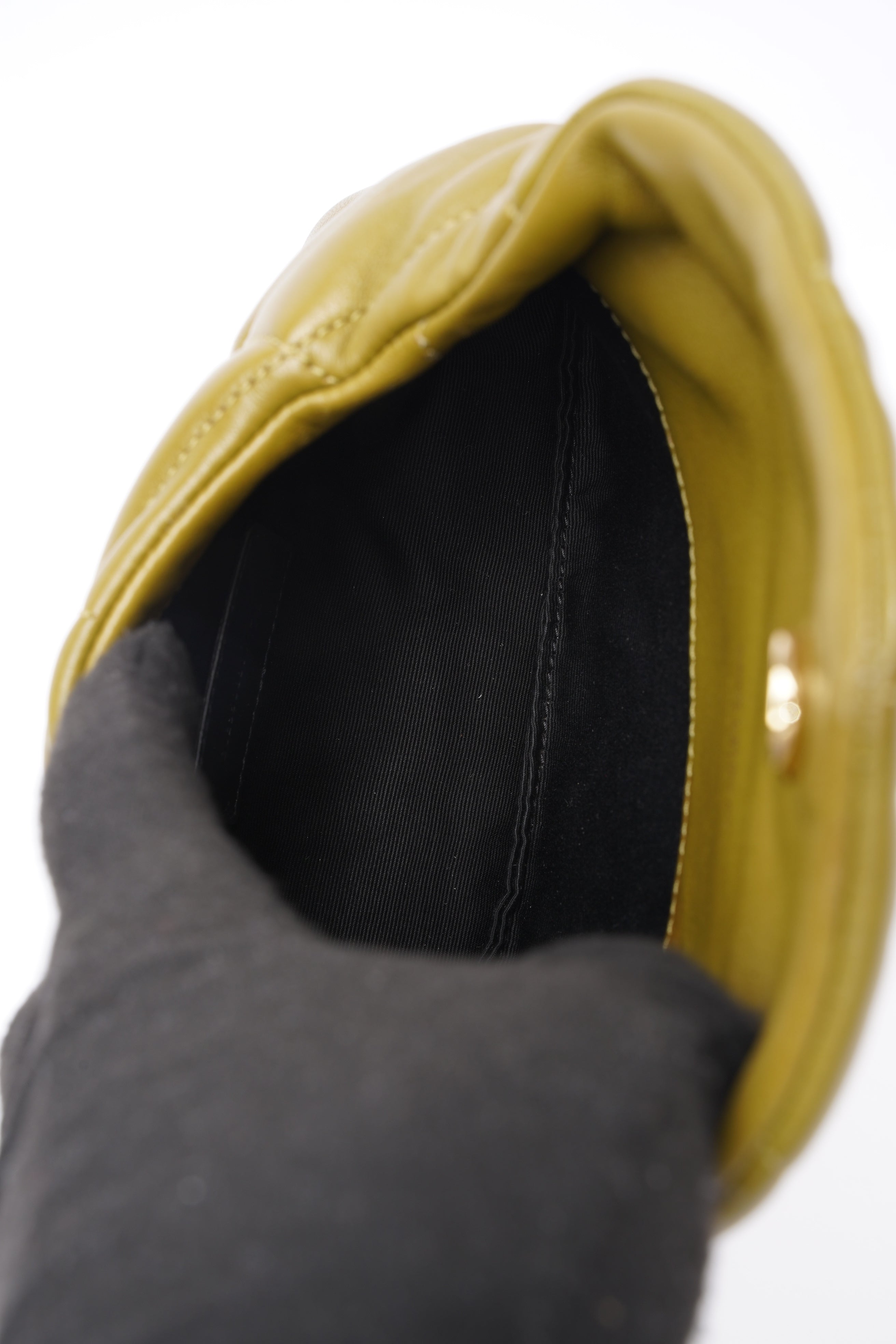 Saint Laurent Small Puffer Pouch Green Lambskin Leather