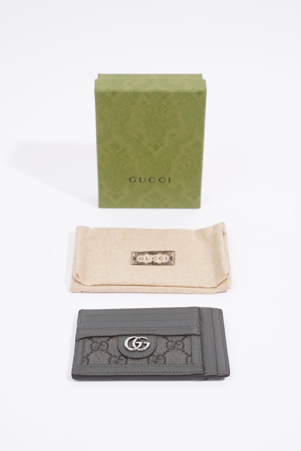 Gucci Ophidia GG Card Holder Grey / GG Supreme Coated Canvas