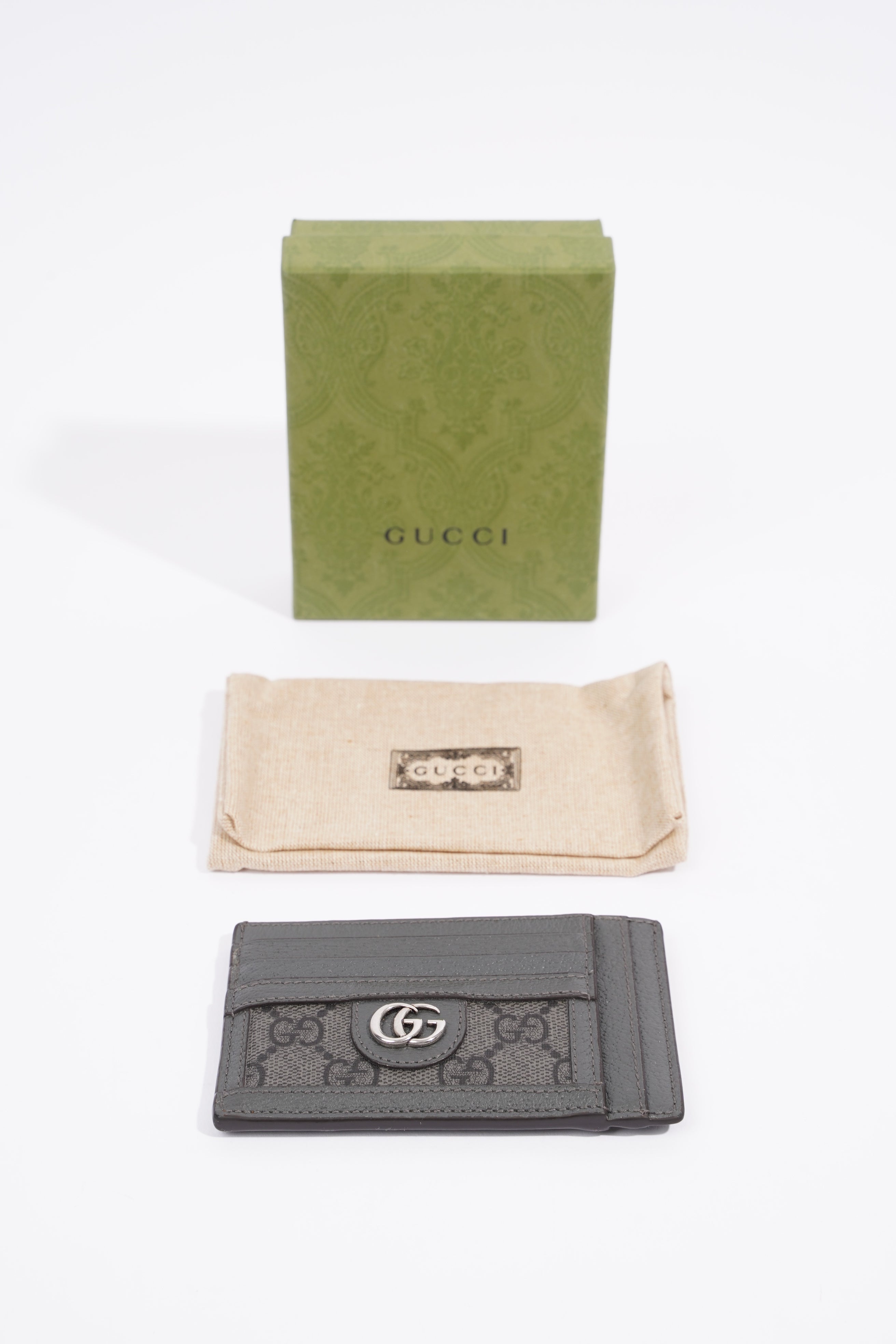 Gucci Ophidia GG Card Holder Grey / GG Supreme Coated Canvas