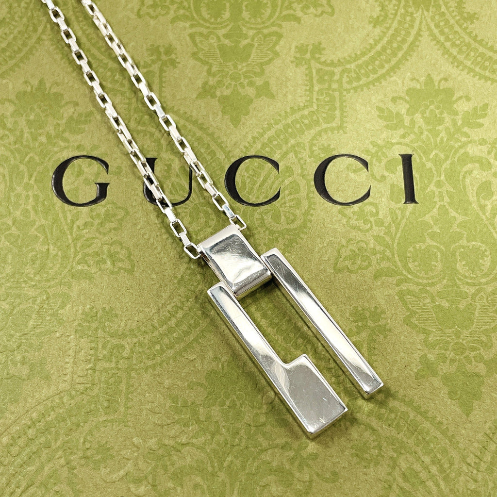 GUCCI Necklace Gwith logo Silver925 Silver unisex Used
