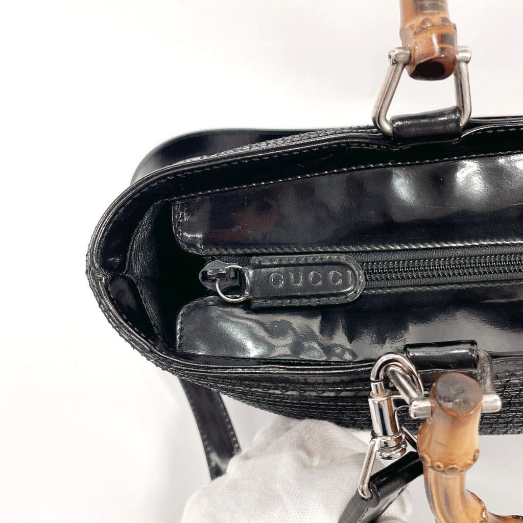 GUCCI Handbag 002 1817 Bamboo 2way Patent leather Black Women Used