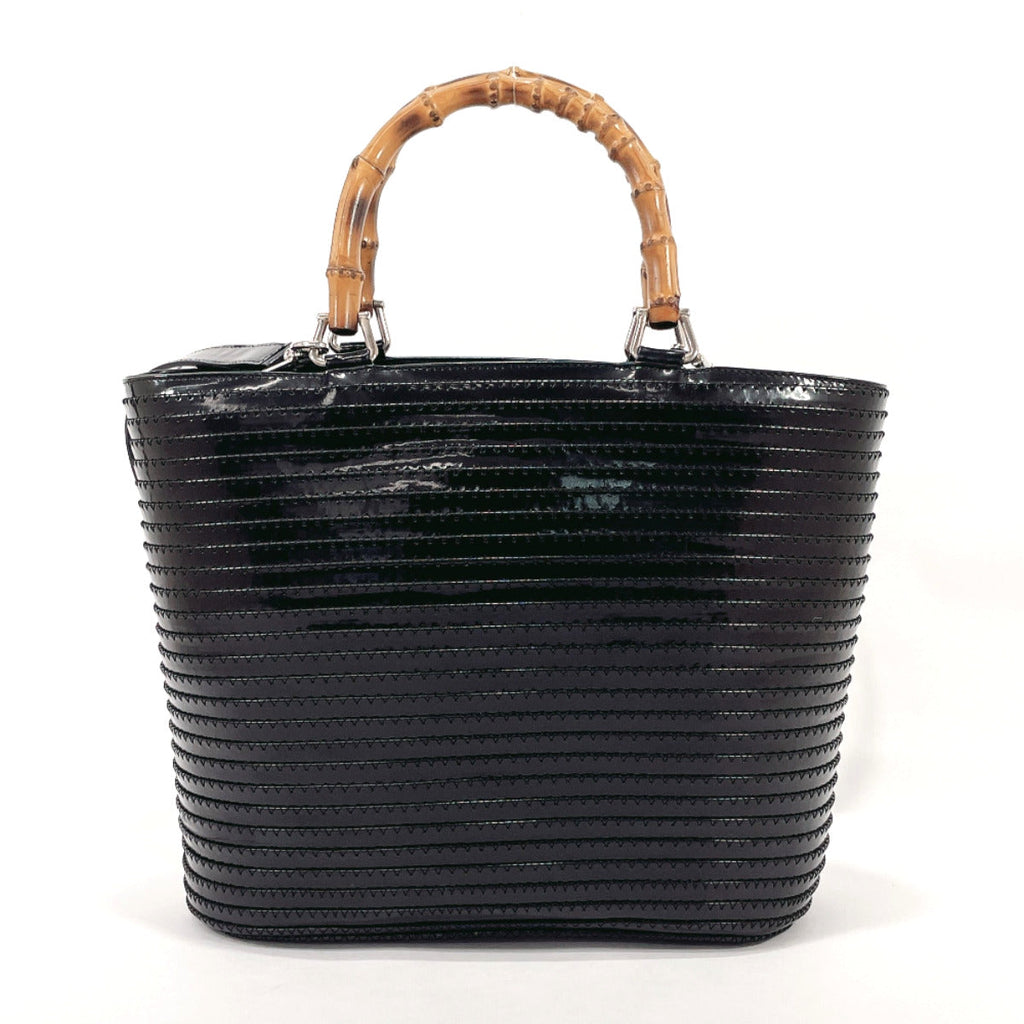 GUCCI Handbag 002 1817 Bamboo 2way Patent leather Black Women Used