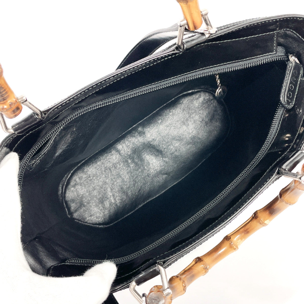 GUCCI Handbag 002 1817 Bamboo 2way Patent leather Black Women Used