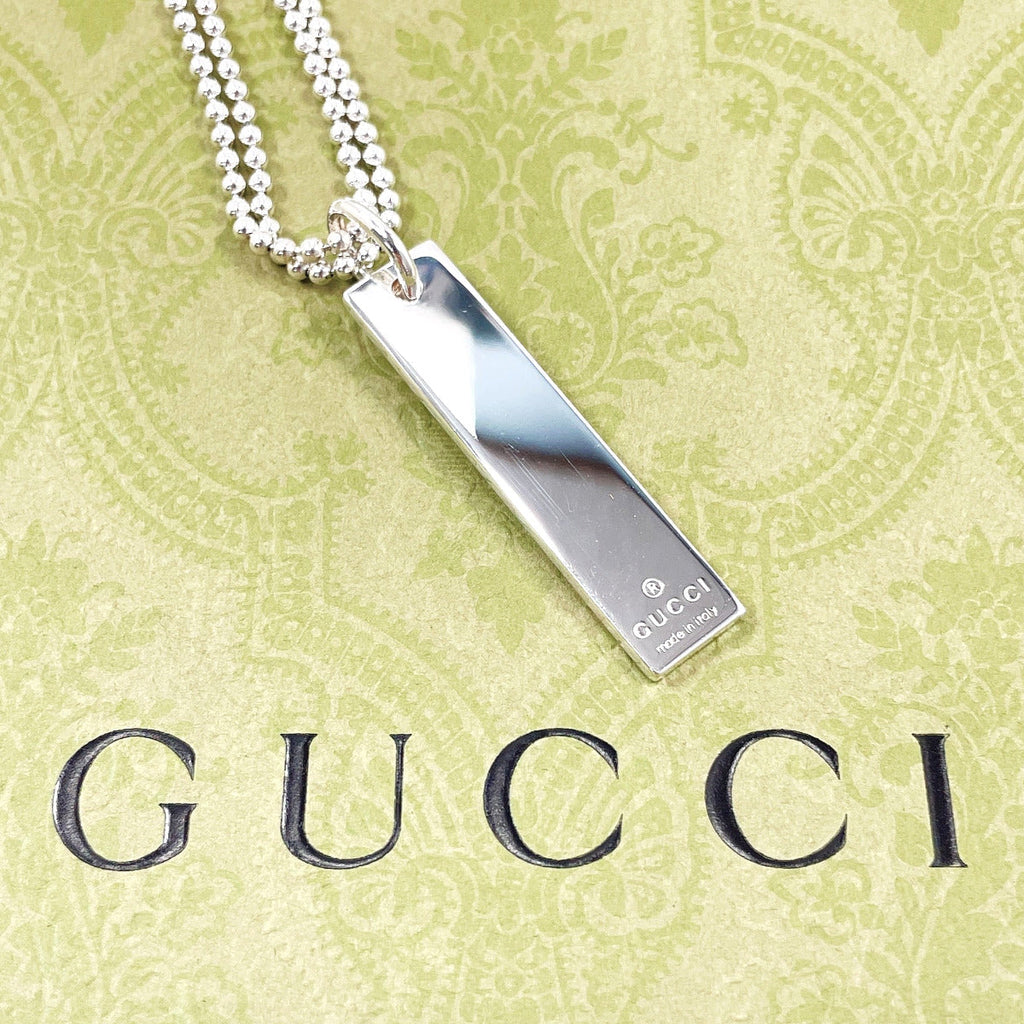 GUCCI Necklace plate Double ball Chain Silver925 Silver unisex Used