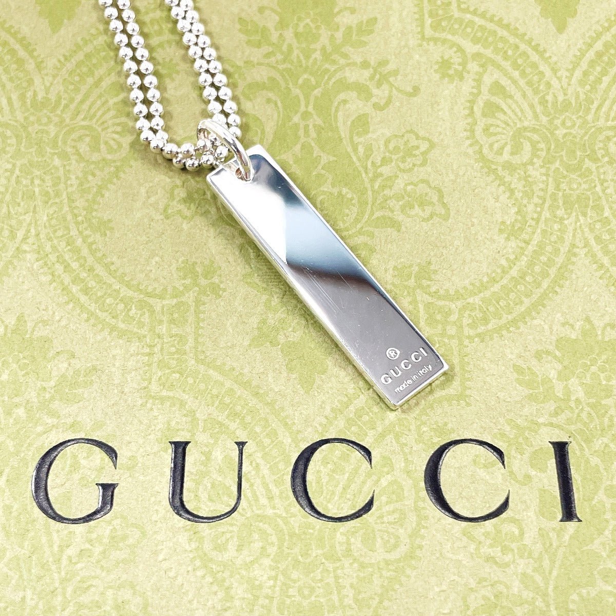 GUCCI Necklace plate Double ball Chain Silver925 Silver unisex Used