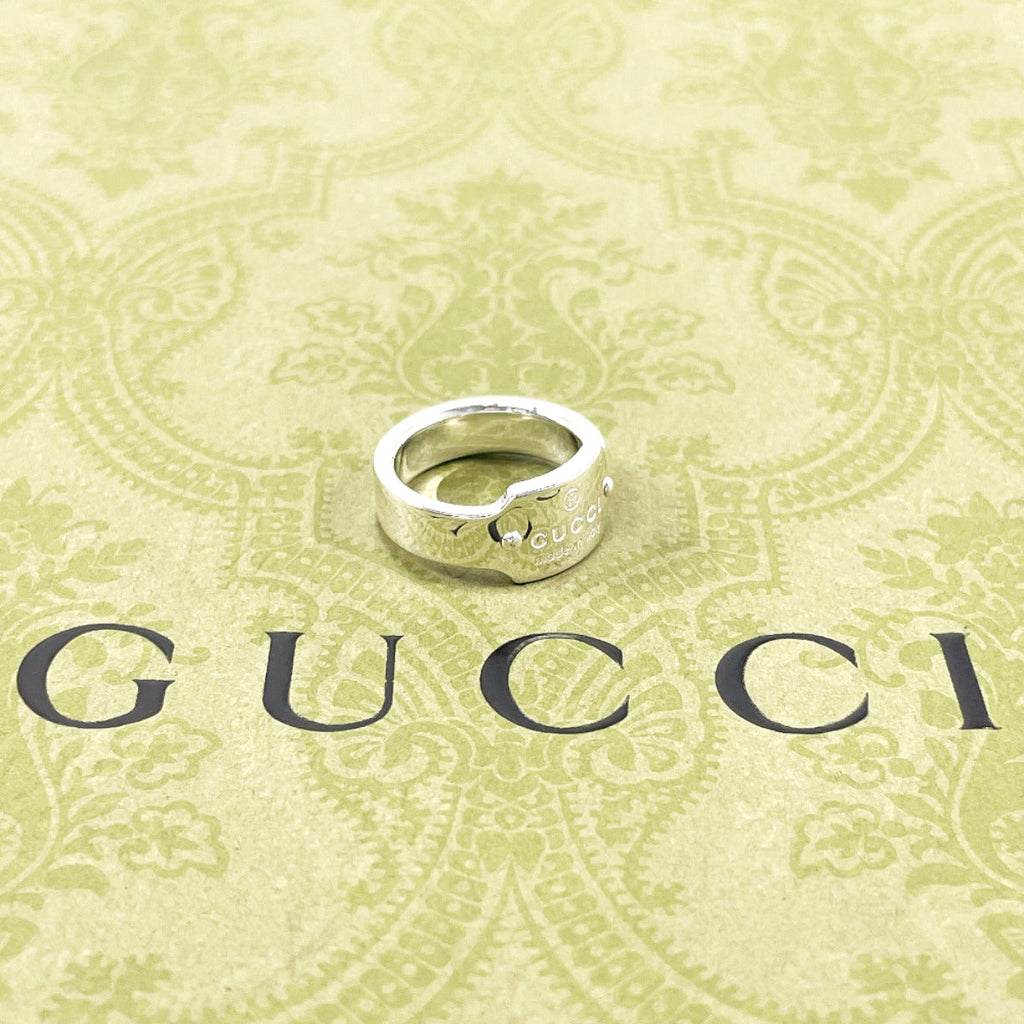 GUCCI Ring with logo Silver925 #7(JP Size) Silver Women Used