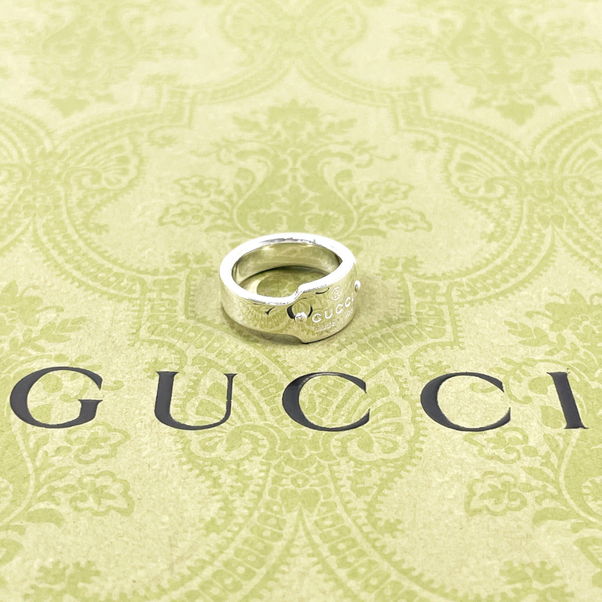 GUCCI Ring with logo Silver925 #7(JP Size) Silver Women Used