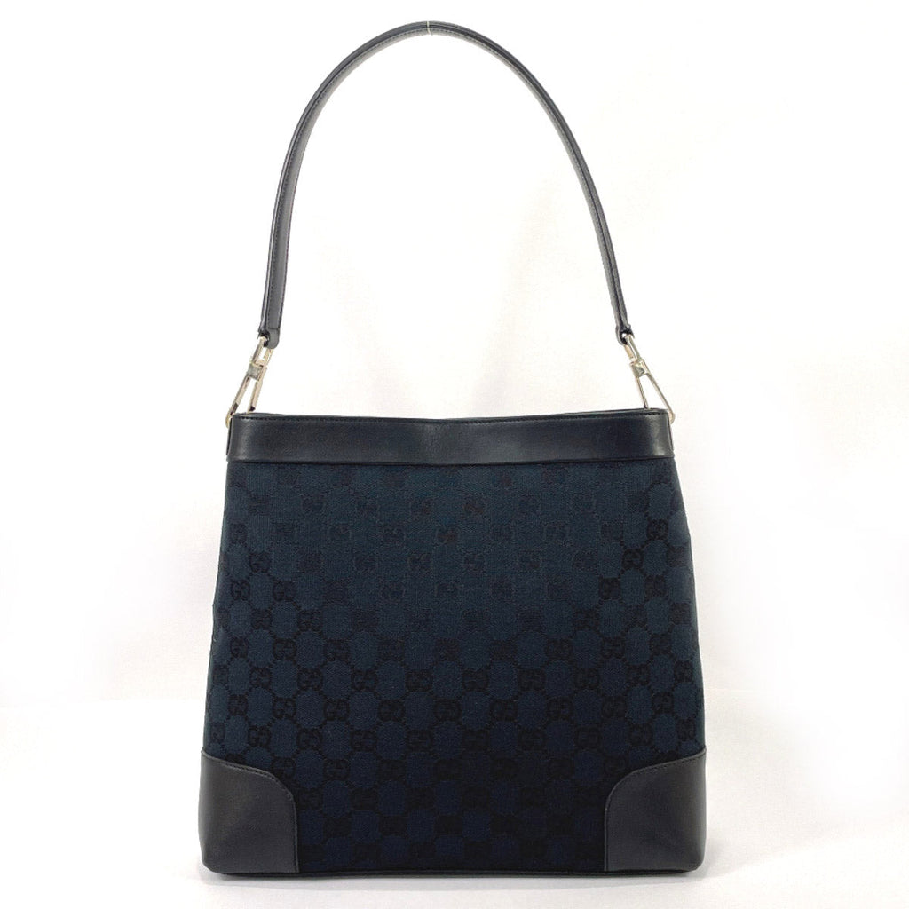 GUCCI Shoulder Bag 001・4231 one belt GG canvas/leather Black Women Used