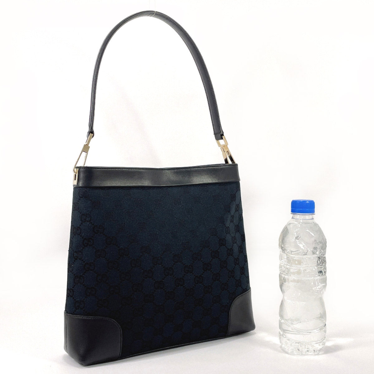 GUCCI Shoulder Bag 001・4231 one belt GG canvas/leather Black Women Used
