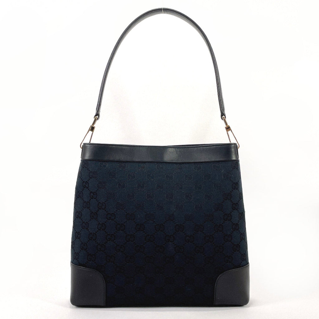 GUCCI Shoulder Bag 001・4231 one belt GG canvas/leather Black Women Used