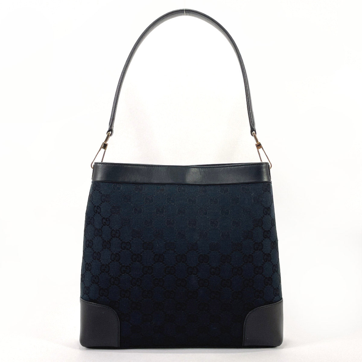 GUCCI Shoulder Bag 001・4231 one belt GG canvas/leather Black Women Used