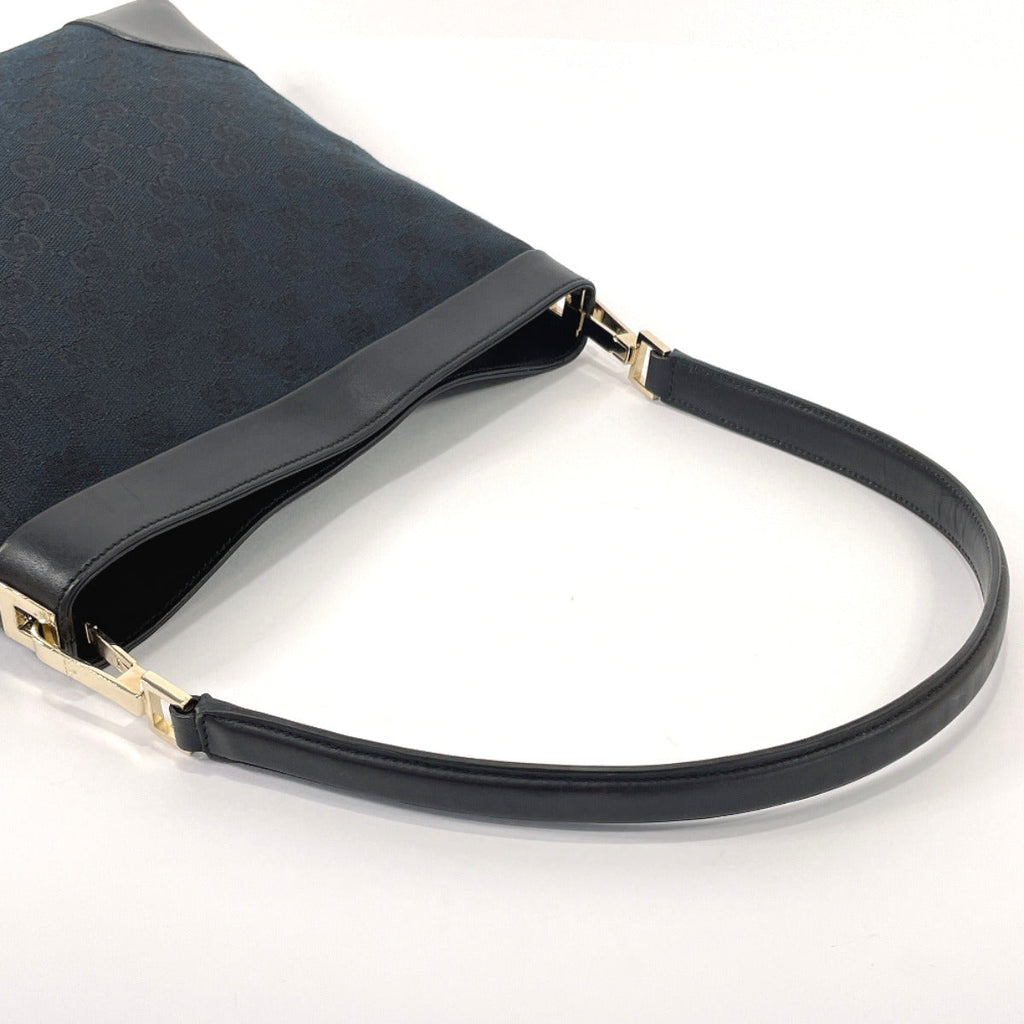 GUCCI Shoulder Bag 001・4231 one belt GG canvas/leather Black Women Used