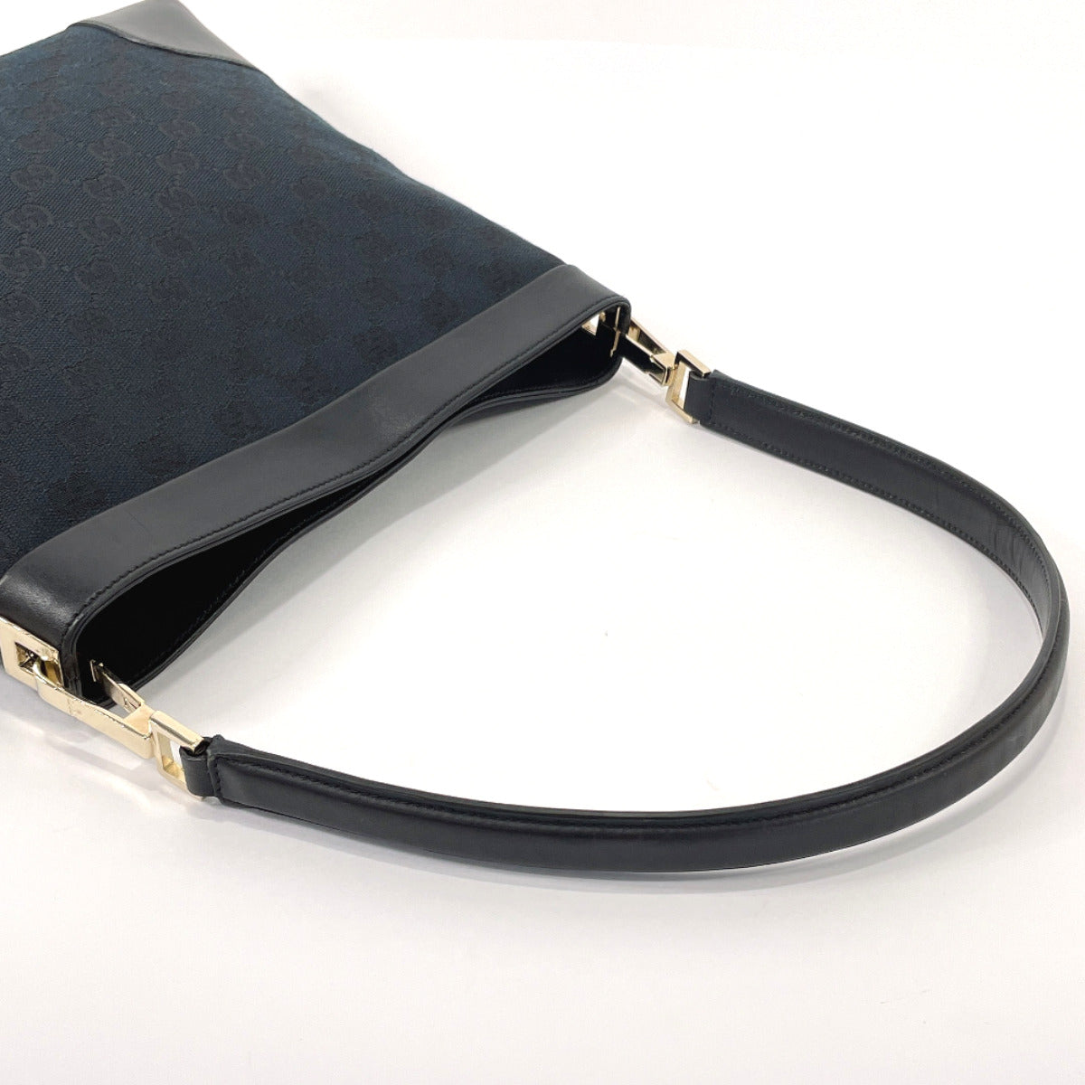 GUCCI Shoulder Bag 001・4231 one belt GG canvas/leather Black Women Used