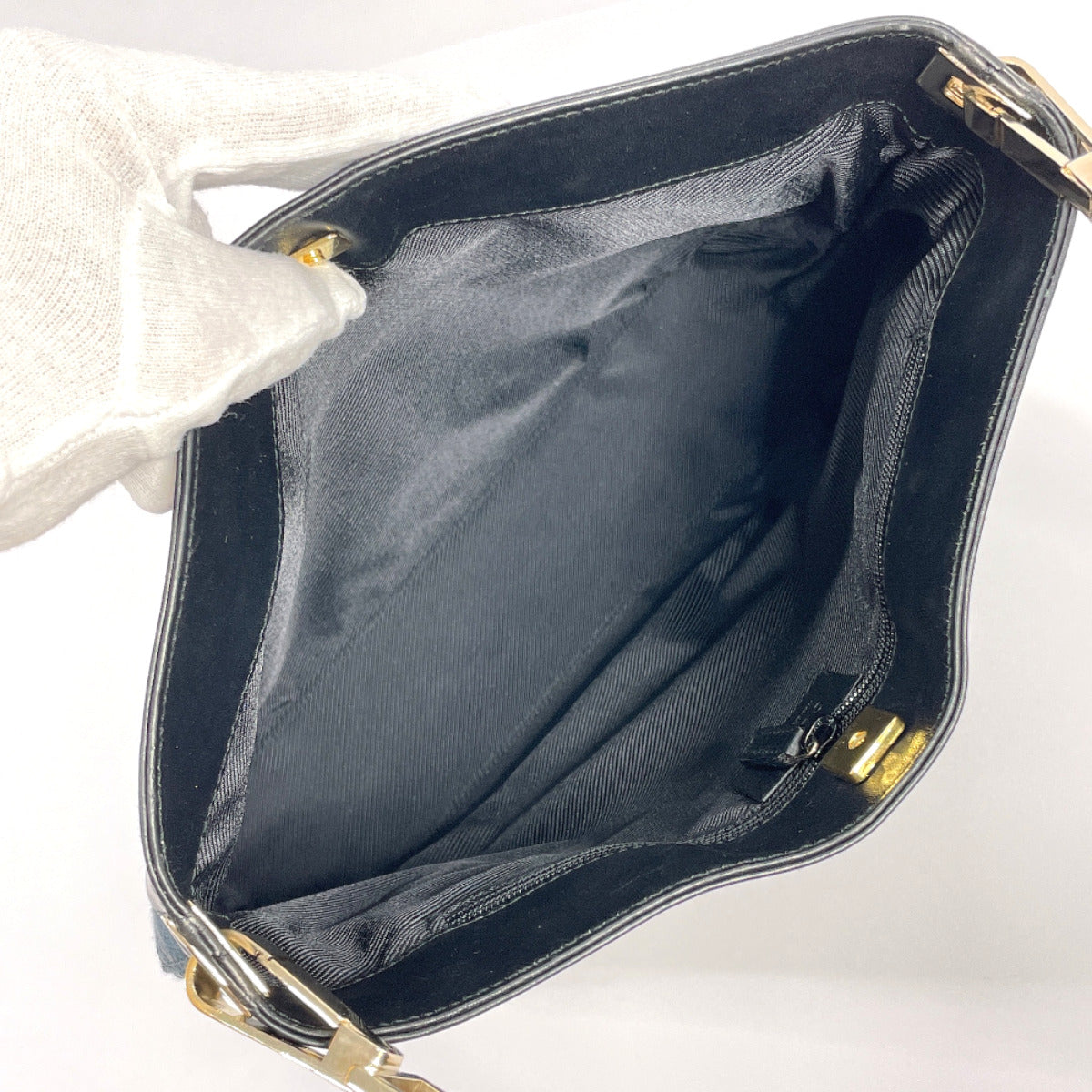 GUCCI Shoulder Bag 001・4231 one belt GG canvas/leather Black Women Used
