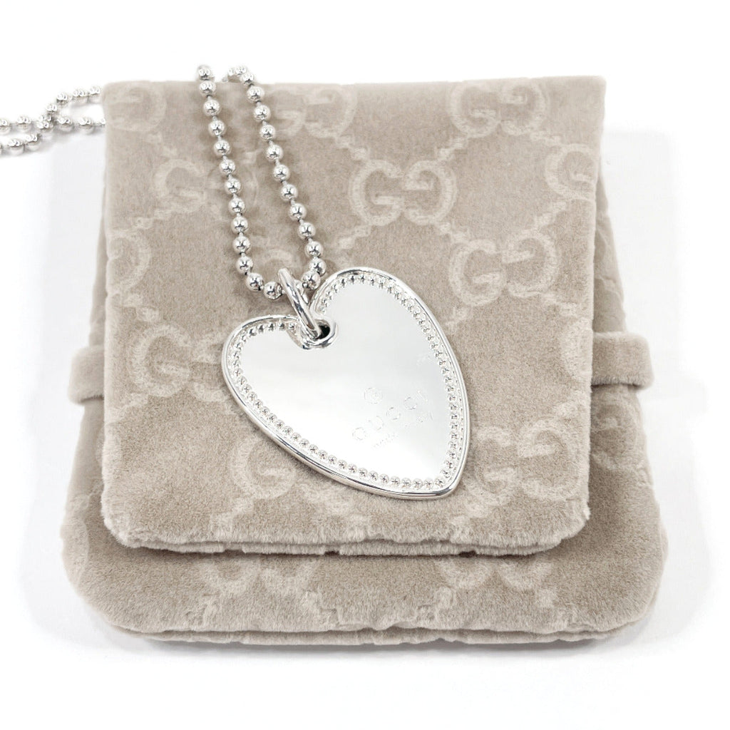 GUCCI Necklace Heart plate TagsPendant Silver925 Silver Women Used