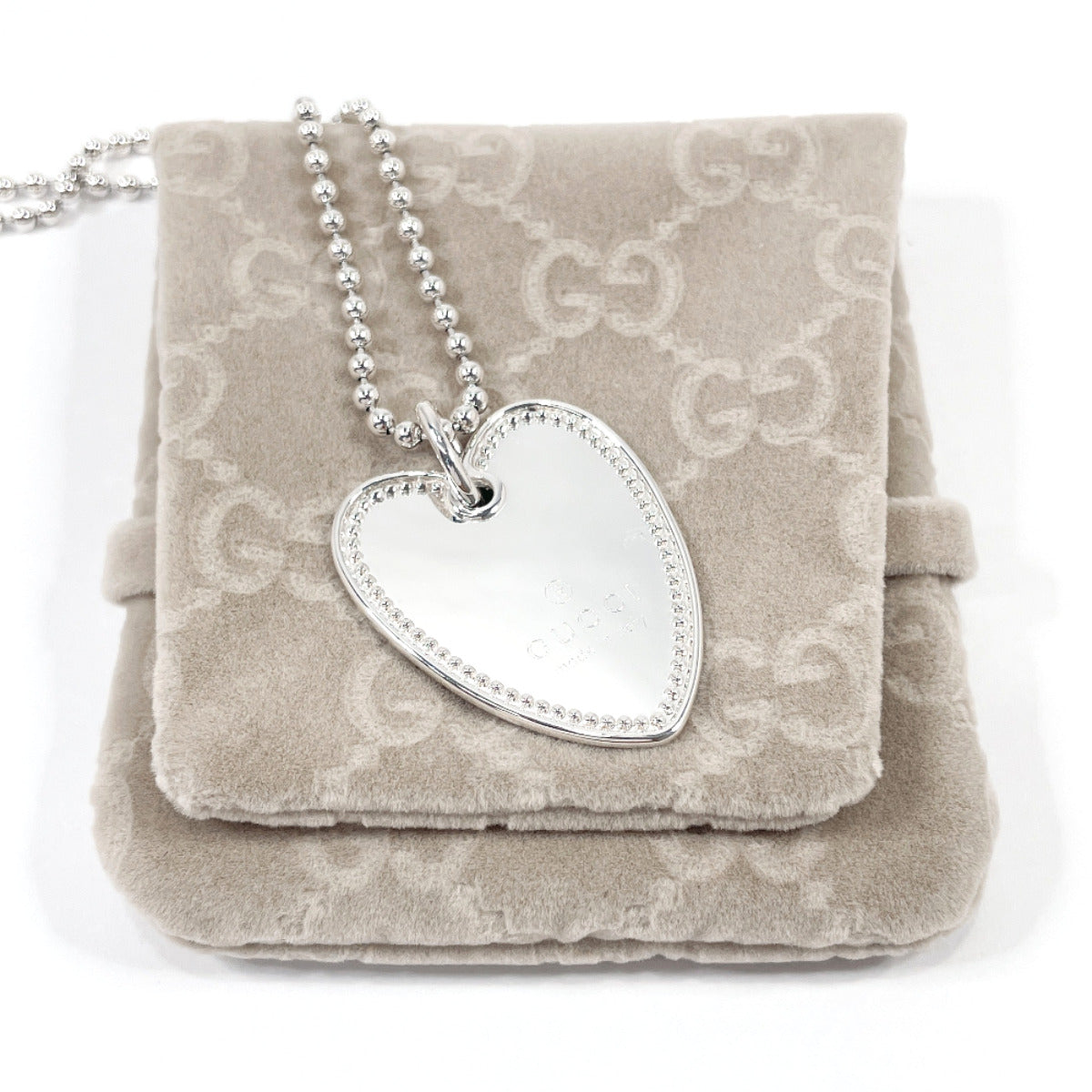 GUCCI Necklace Heart plate TagsPendant Silver925 Silver Women Used