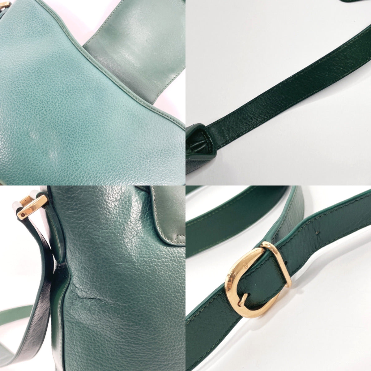 GUCCI Shoulder Bag 001・084・1200 Old Gucci leather green Women Used