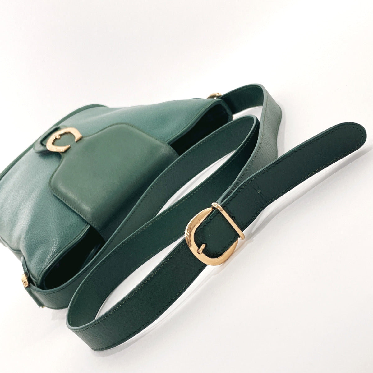 GUCCI Shoulder Bag 001・084・1200 Old Gucci leather green Women Used