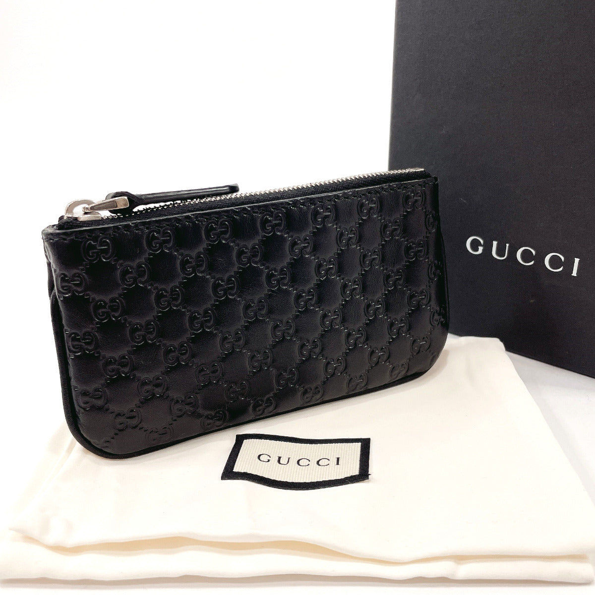 GUCCI coin purse 544476 Micro Guccisima Sima leather Black mens Used