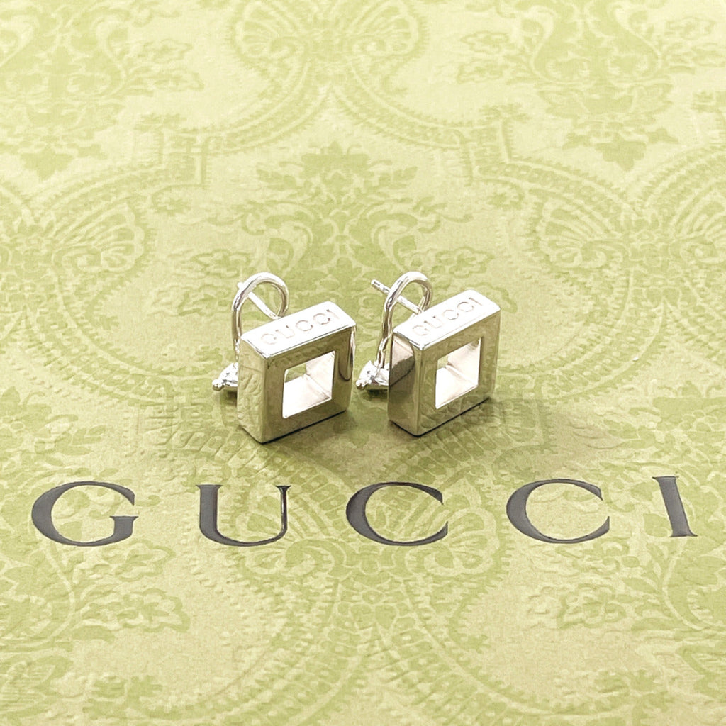 GUCCI earring Square Silver925 Silver Women Used