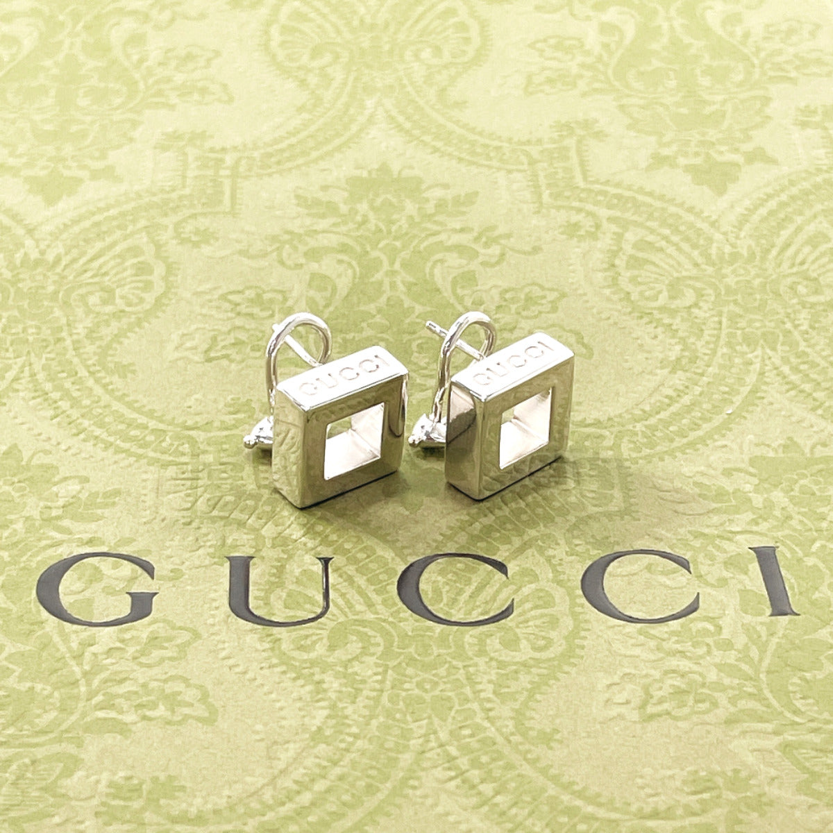 GUCCI earring Square Silver925 Silver Women Used