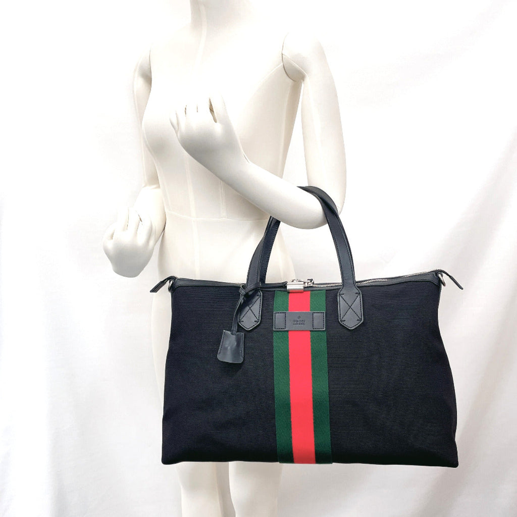 GUCCI Tote Bag 359261 techno canvas duffel bag Sherry line canvas Black Women Used