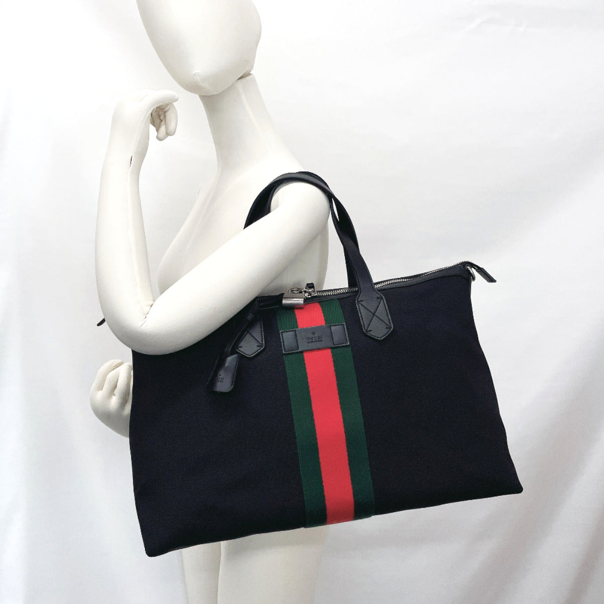 GUCCI Tote Bag 359261 techno canvas duffel bag Sherry line canvas Black Women Used