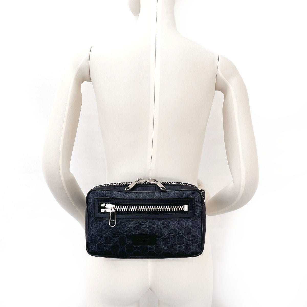 GUCCI bam bag 474293 Belt bag GG Supreme Canvas Black mens Used
