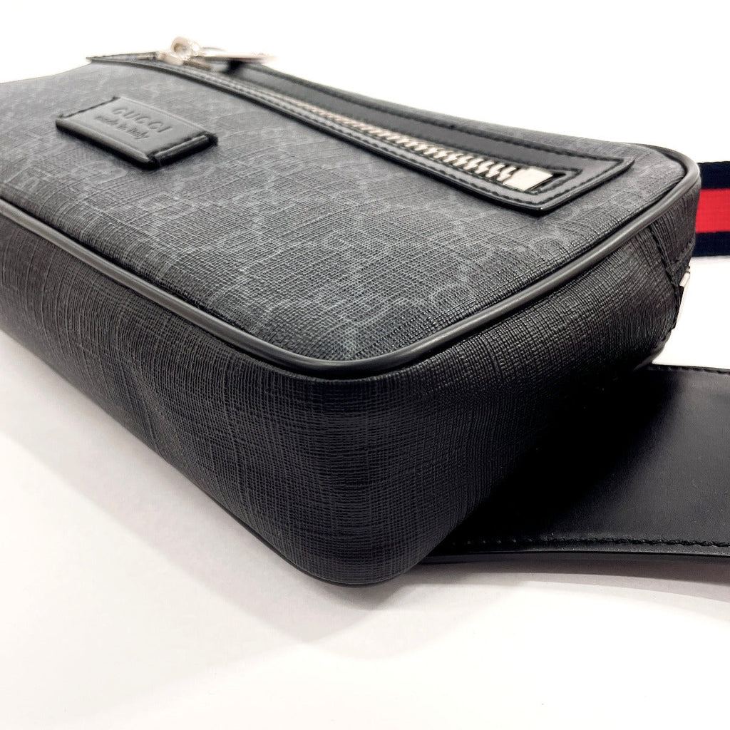 GUCCI bam bag 474293 Belt bag GG Supreme Canvas Black mens Used