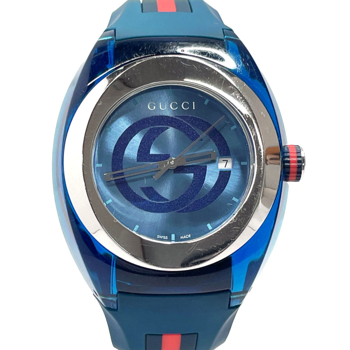 GUCCI Watches 137.1 sink Stainless Steel/rubber blue blue mens Used