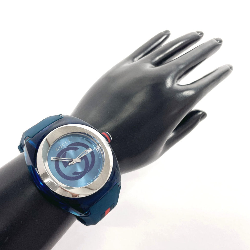 GUCCI Watches 137.1 sink Stainless Steel/rubber blue blue mens Used