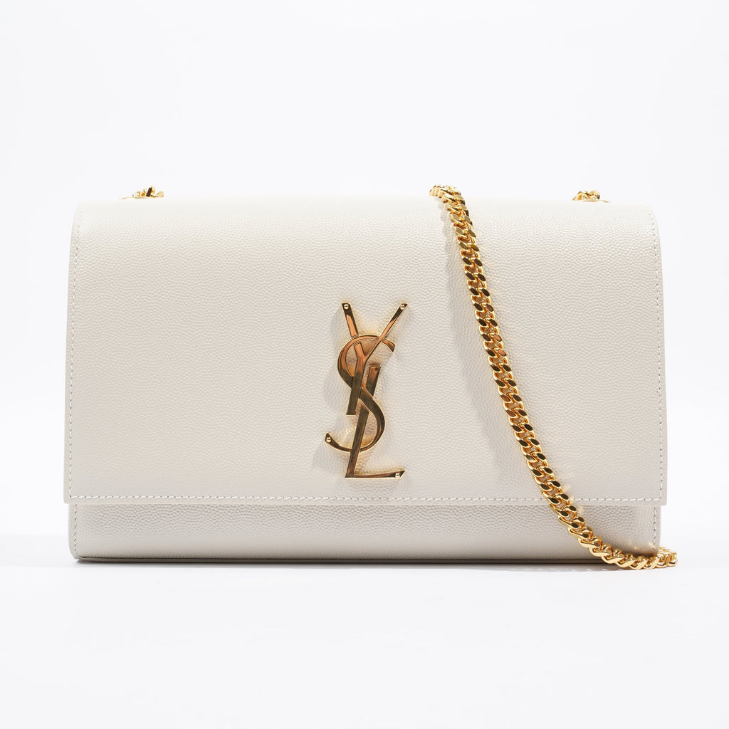 Saint Laurent Kate Cream Calfskin Leather Medium