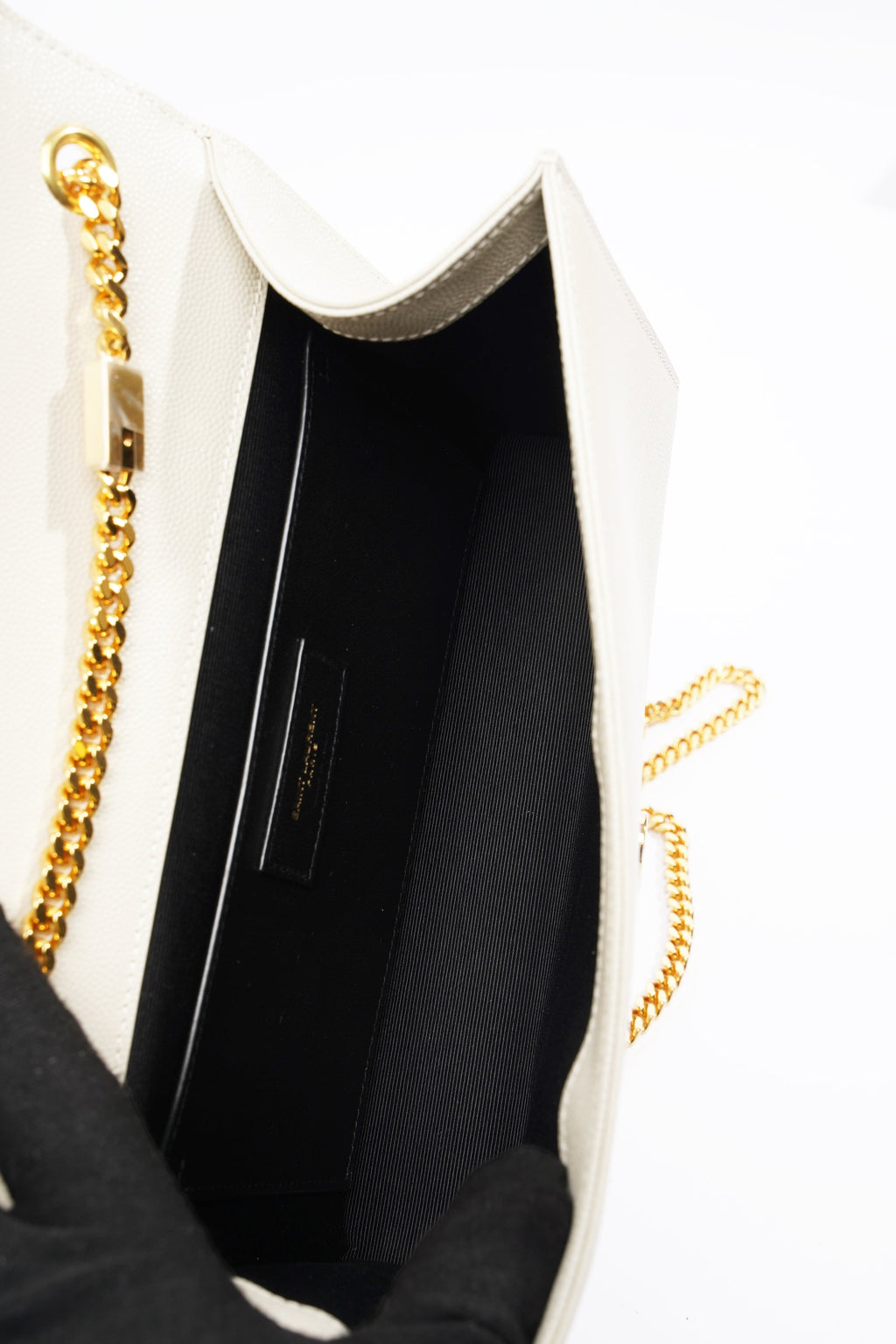 Saint Laurent Kate Cream Calfskin Leather Medium