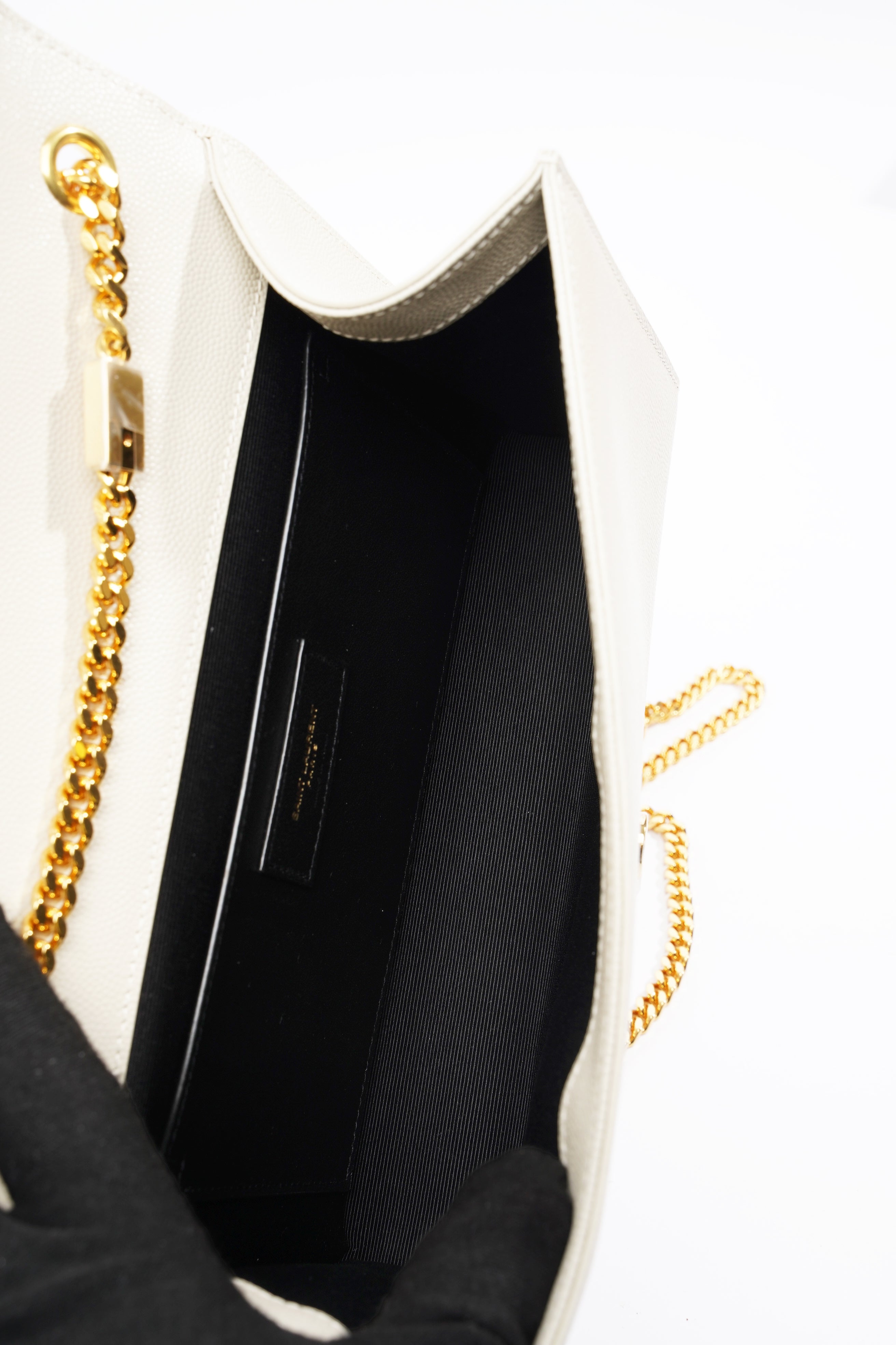 Saint Laurent Kate Cream Calfskin Leather Medium