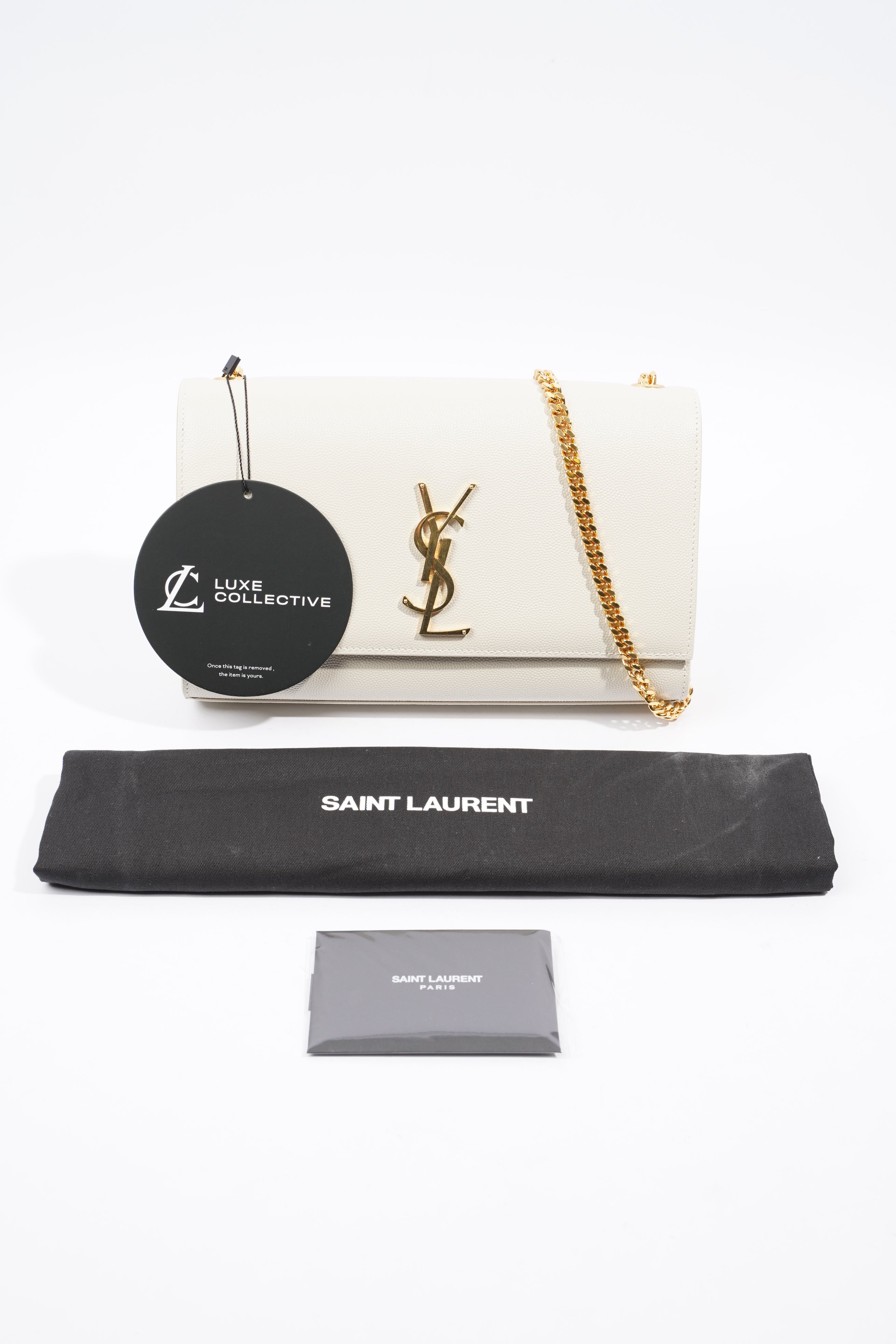 Saint Laurent Kate Cream Calfskin Leather Medium