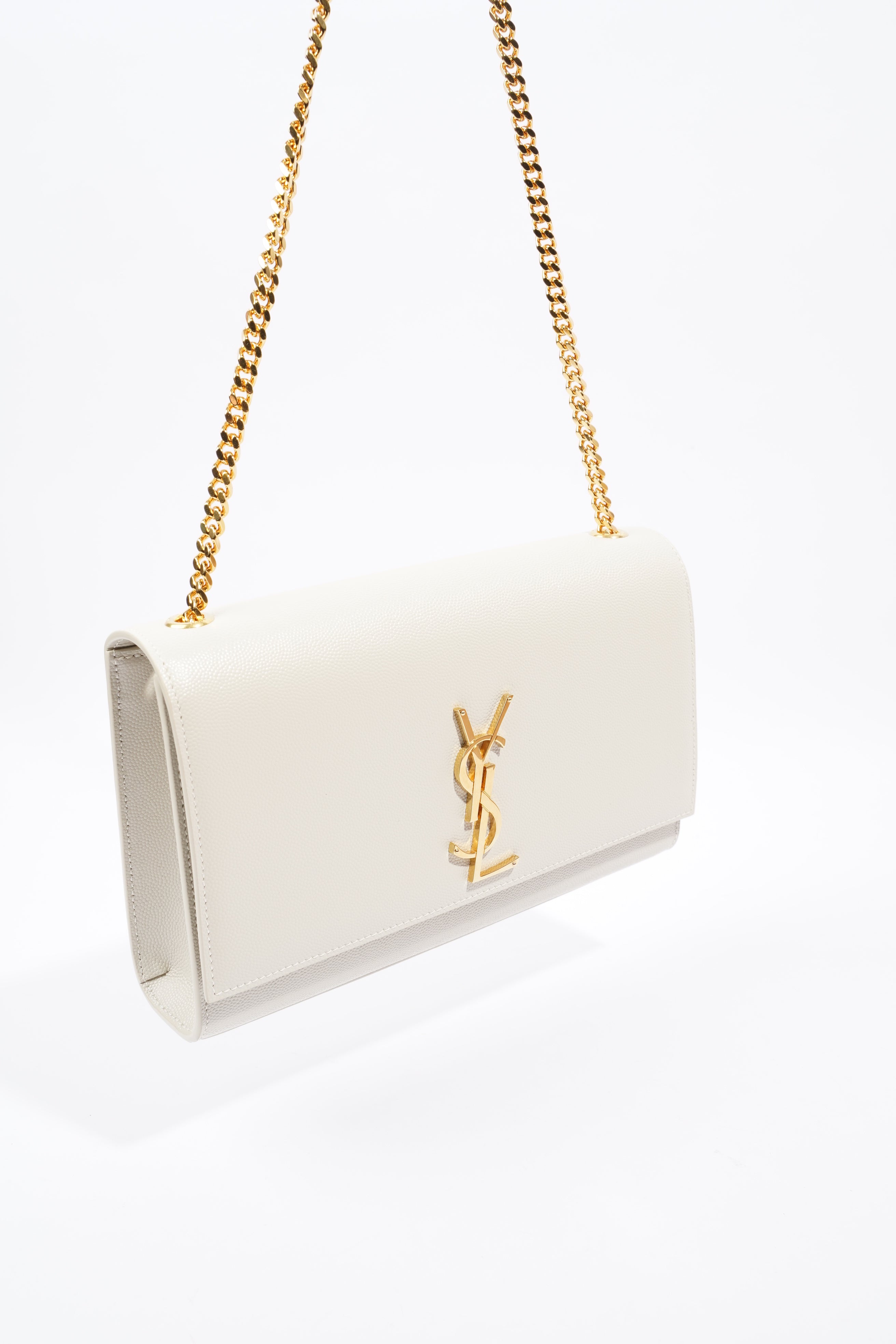 Saint Laurent Kate Cream Calfskin Leather Medium